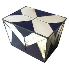 Caja de cristal azul art déco