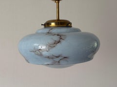 Art Deco Blue Glass Ceiling Lamp by VEB Leuchten, 1940s, Germany