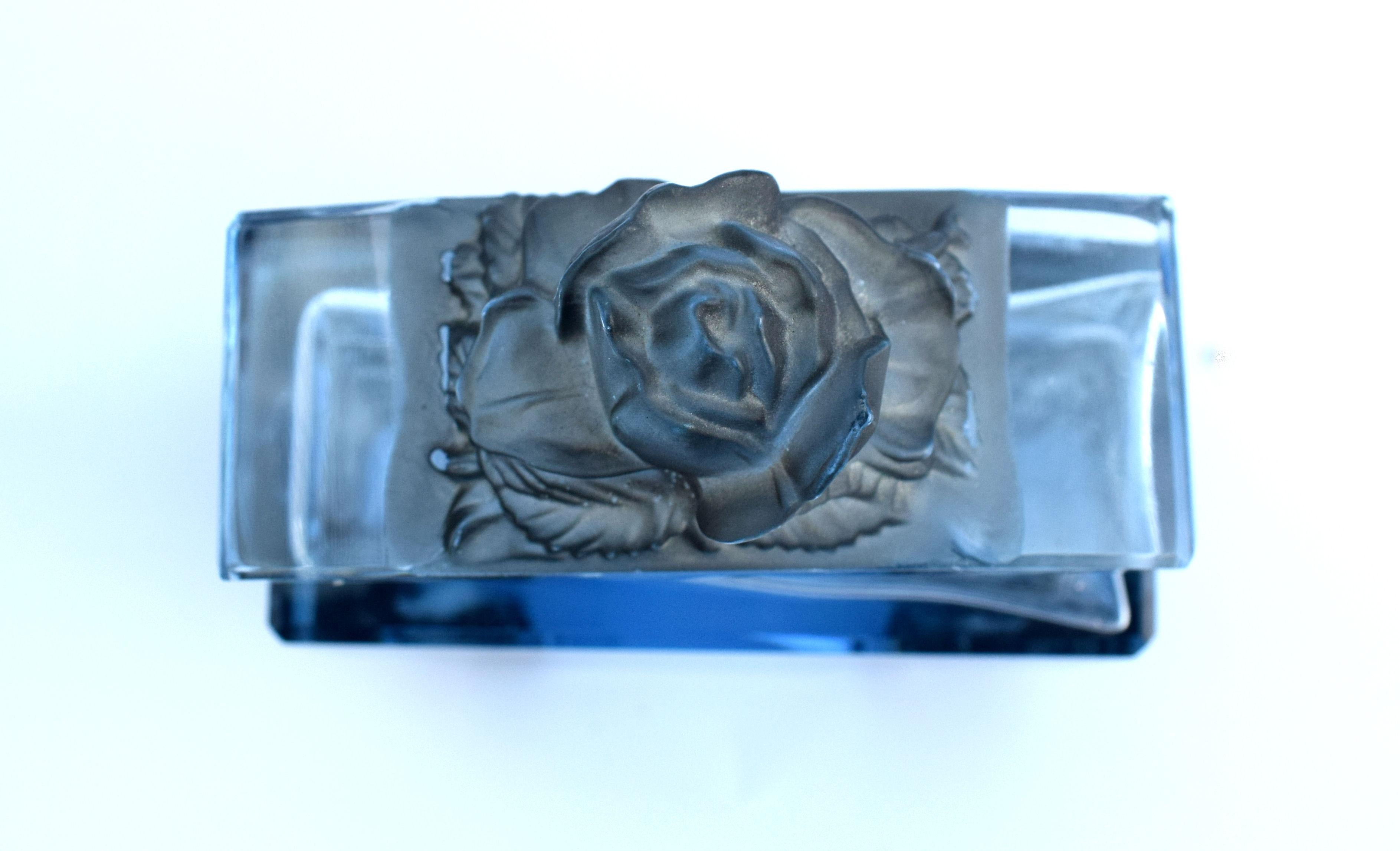 Art Deco Blue Glass Czech Perfume Bottle, 1930s 2