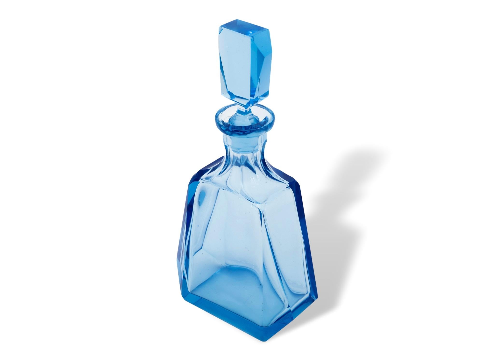 Art Deco Blue Glass Decanter Set For Sale 8