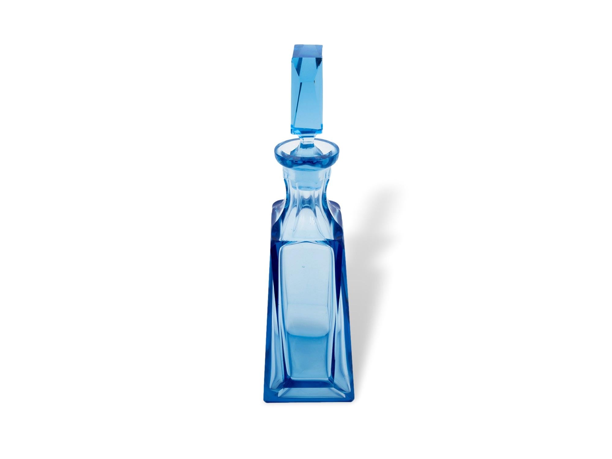 Art Deco Blue Glass Decanter Set For Sale 11