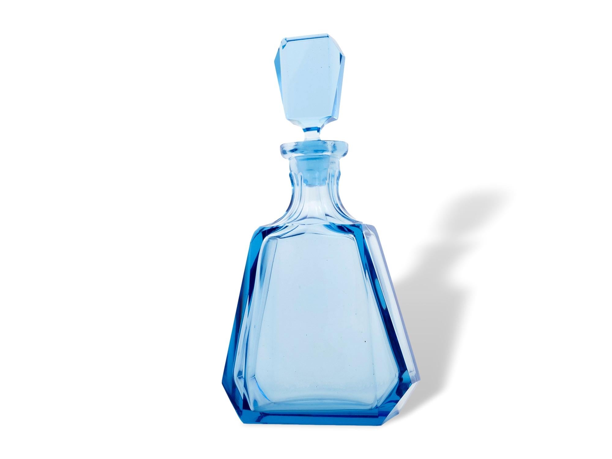 Art Deco Blue Glass Decanter Set For Sale 12