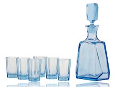 Art Deco Blue Glass Decanter Set