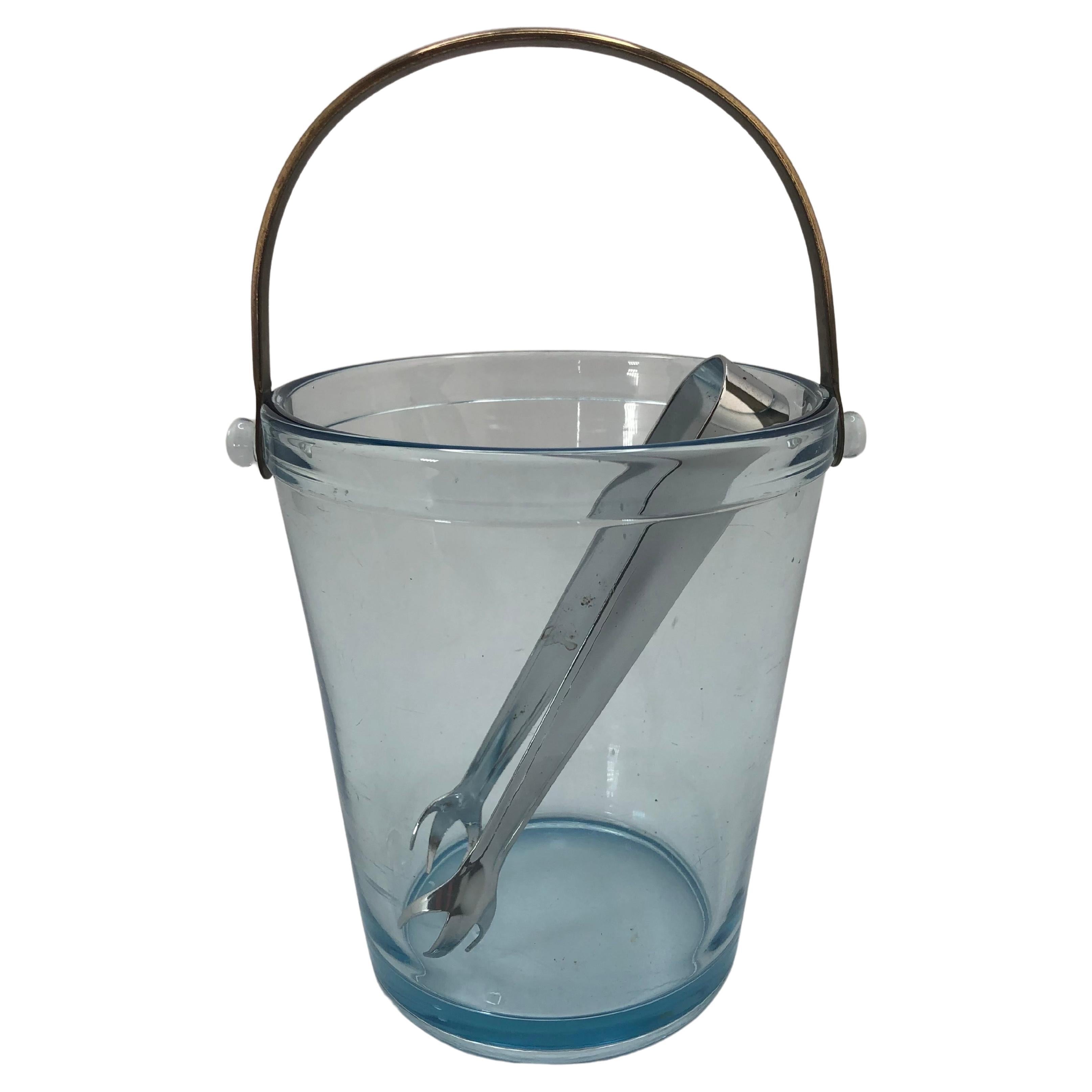 Cubitera de cristal azul art déco