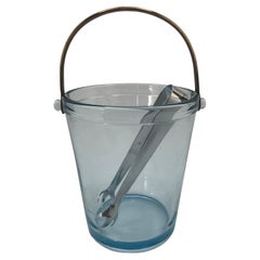 Vintage Art Deco Blue Glass Ice Bucket