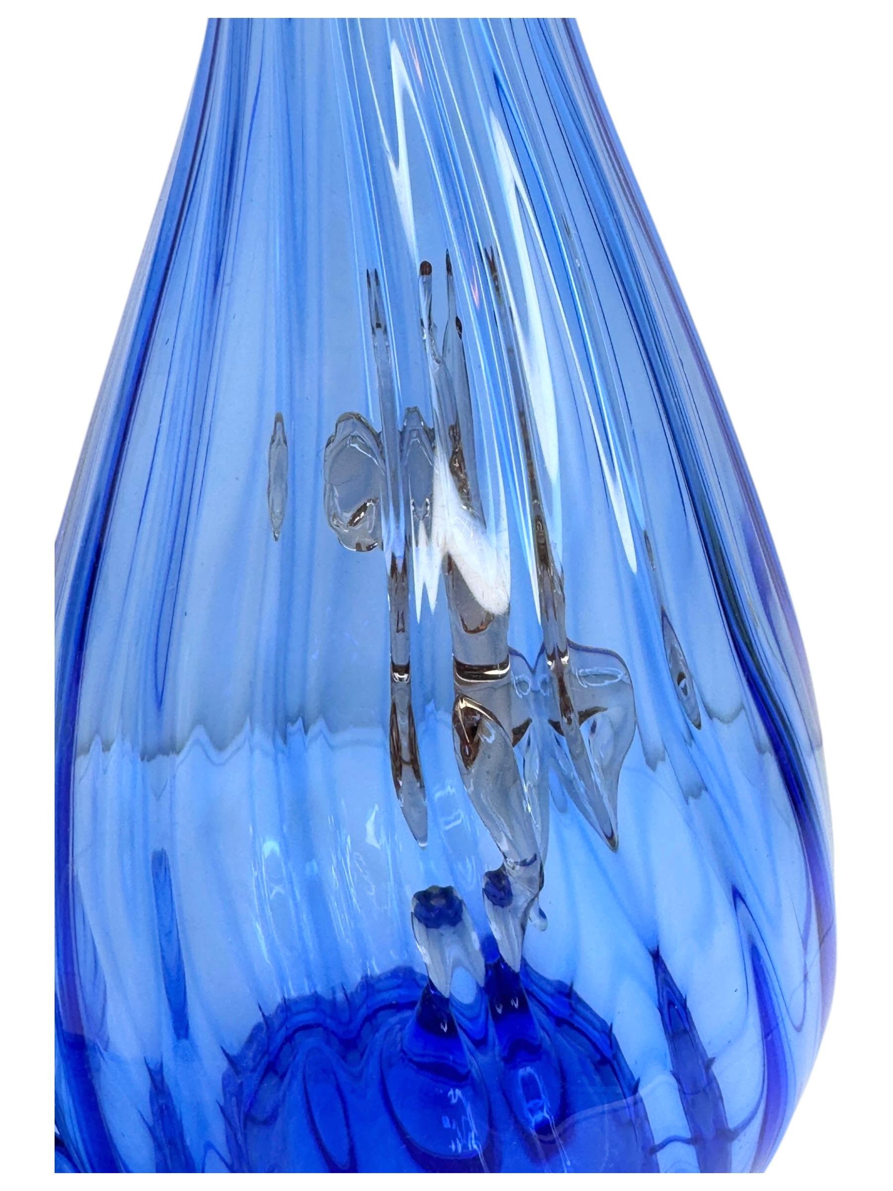 Art Deco Blue Glass Nude Girl Decanter & 6 Glasses Set Bimini, Vintage Austria 8