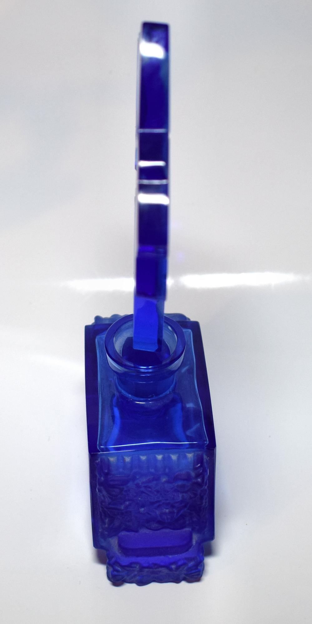 Art Deco Blue Glass Perfume Bottle 1