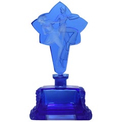 Art Deco Blue Glass Perfume Bottle