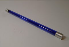 Art Deco Blue Glass & Sterling Silver Ruler, 1927