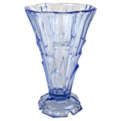 Jarrón de cristal azul Art Déco, Austria, hacia 1920