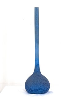 Art Deco Blue Glass Vase by André Delatte, France, 1925-1935