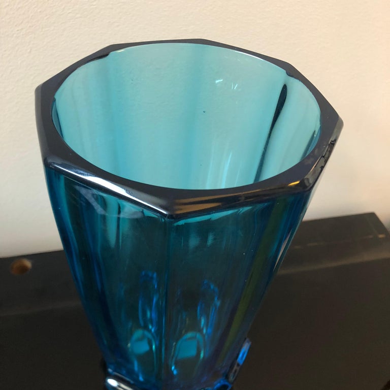 Art Deco Blue Glass Vase, circa 1940 For Sale at 1stDibs