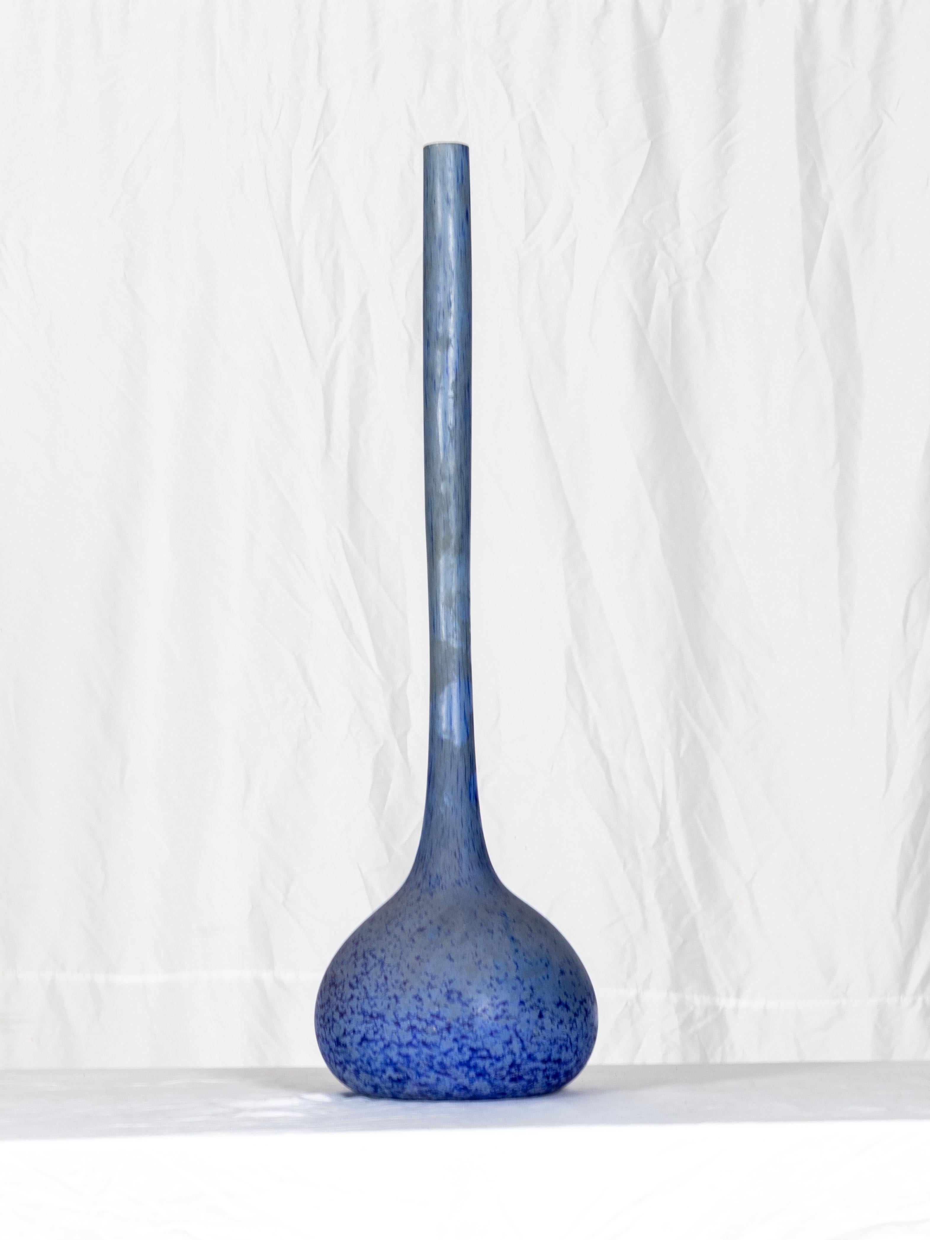 20th Century Art Deco Blue Glass Vase solitaire by André Delatte  For Sale