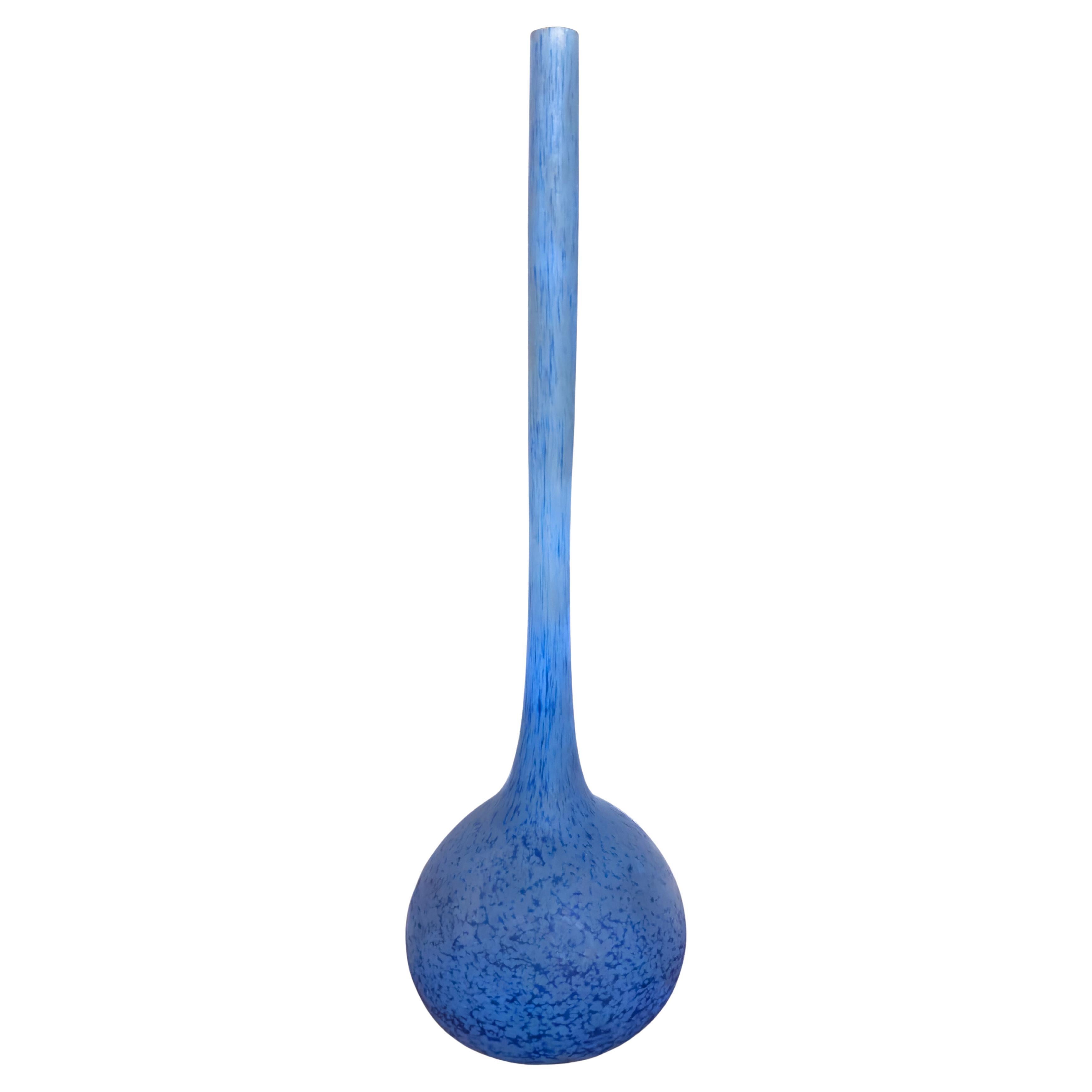 Art Deco Blue Glass Vase solitaire by André Delatte