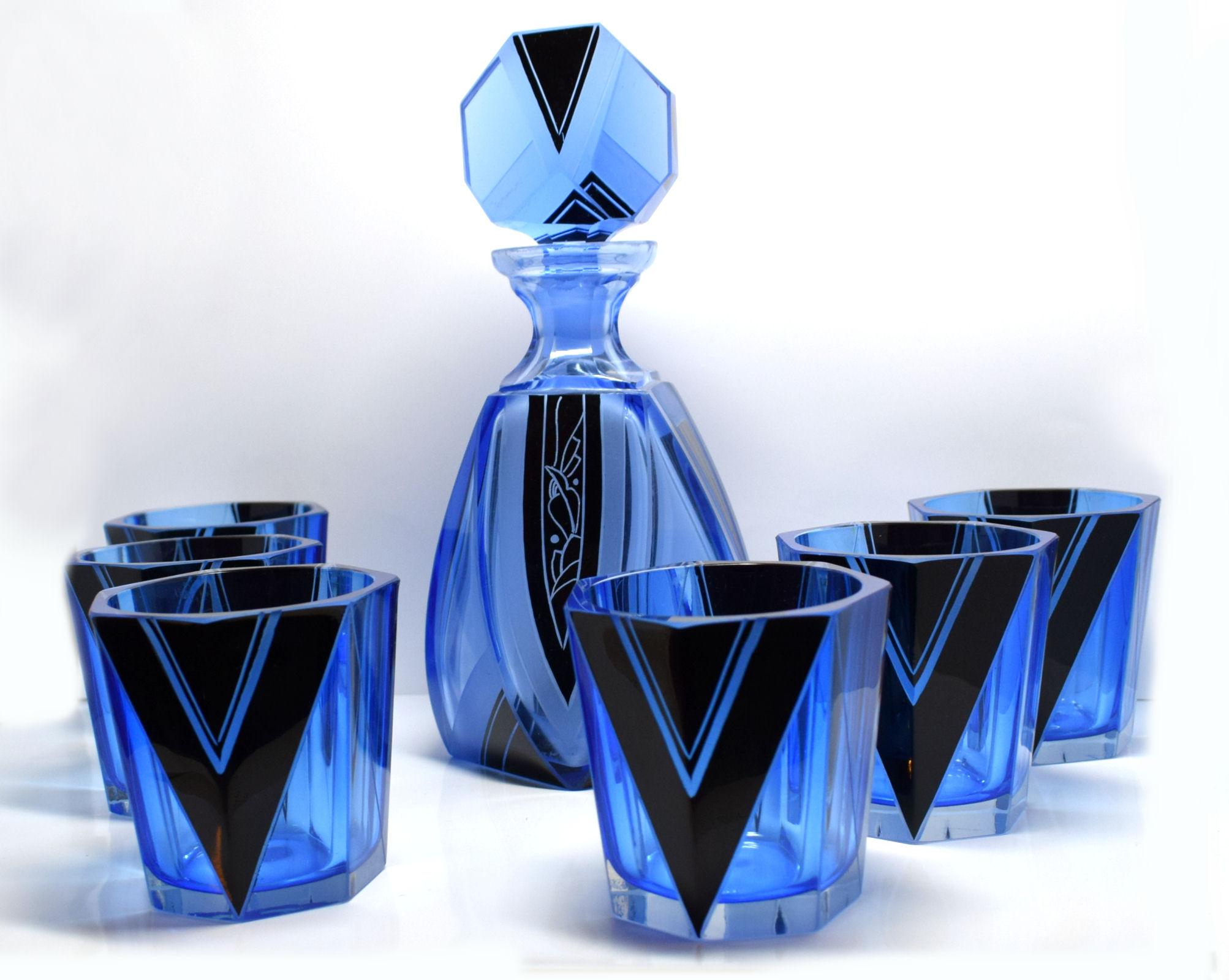 blue decanter set