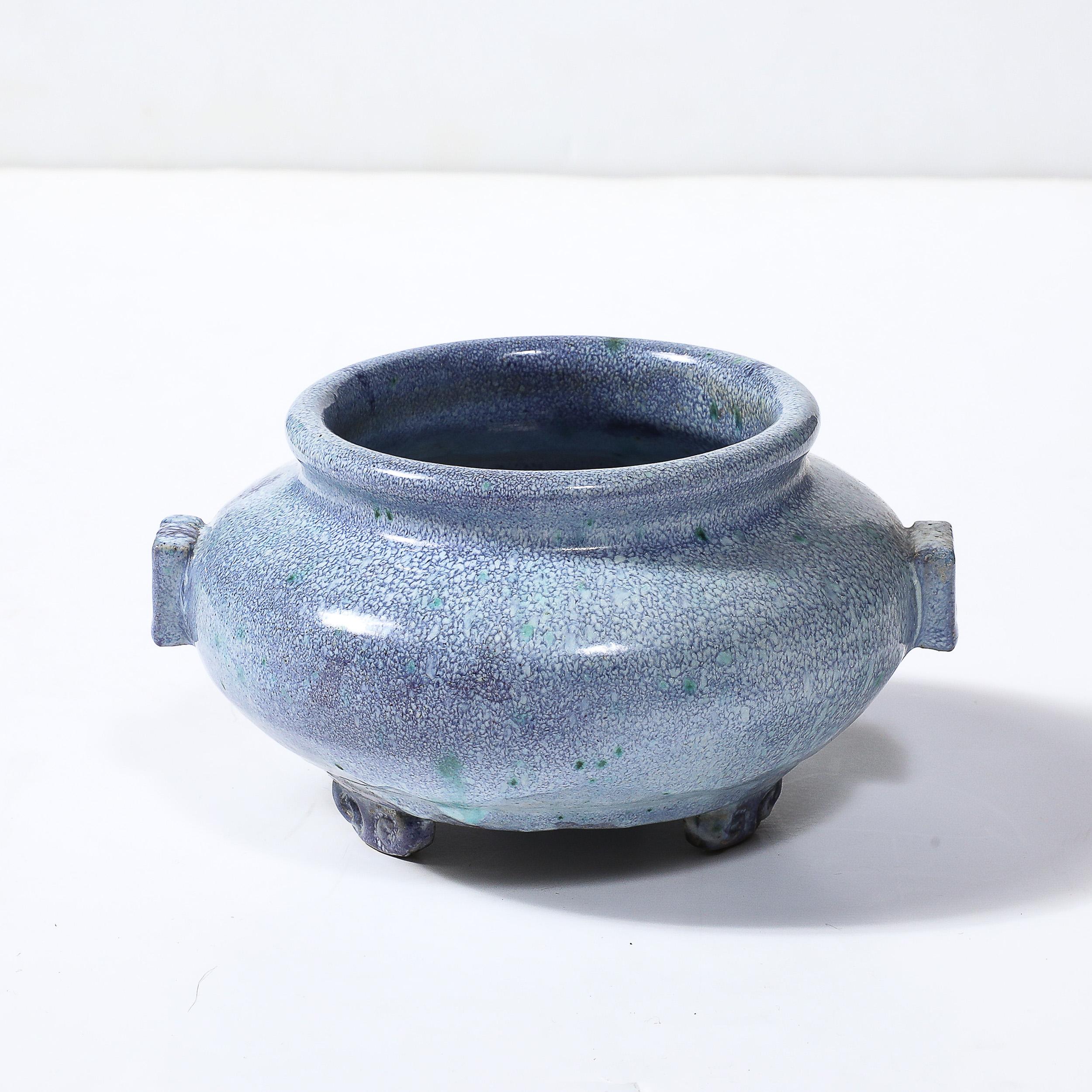 Vaso in ceramica smaltata blu Art Déco di Reginald Wells per Soon by Coldrum in vendita 8