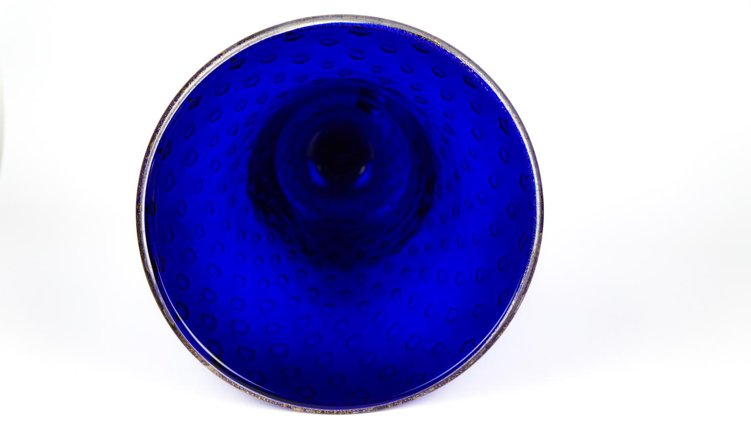Art Deco Blue Gold Design Italian Art Glass Vase by Stefano Mattiello For Sale 8