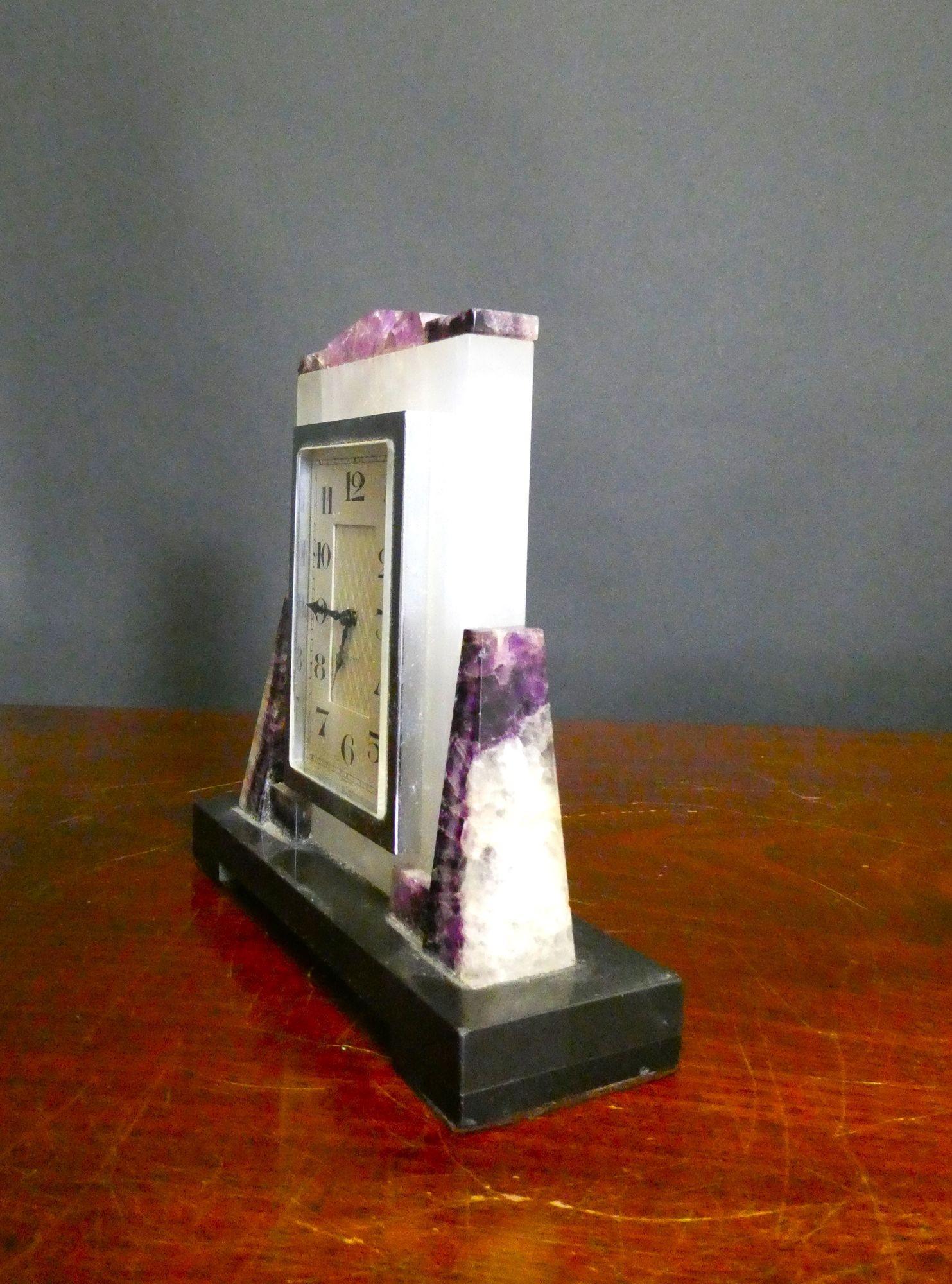 Pendule de cheminée Art déco Blue-John Bon état - En vente à Norwich, GB