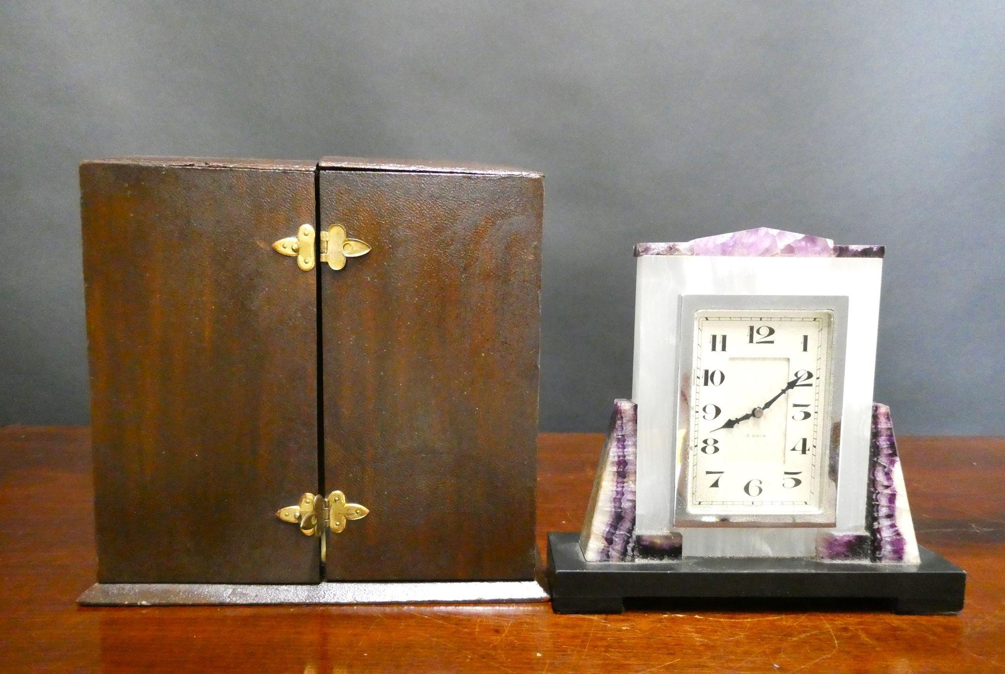 Pendule de cheminée Art déco Blue-John en vente 3