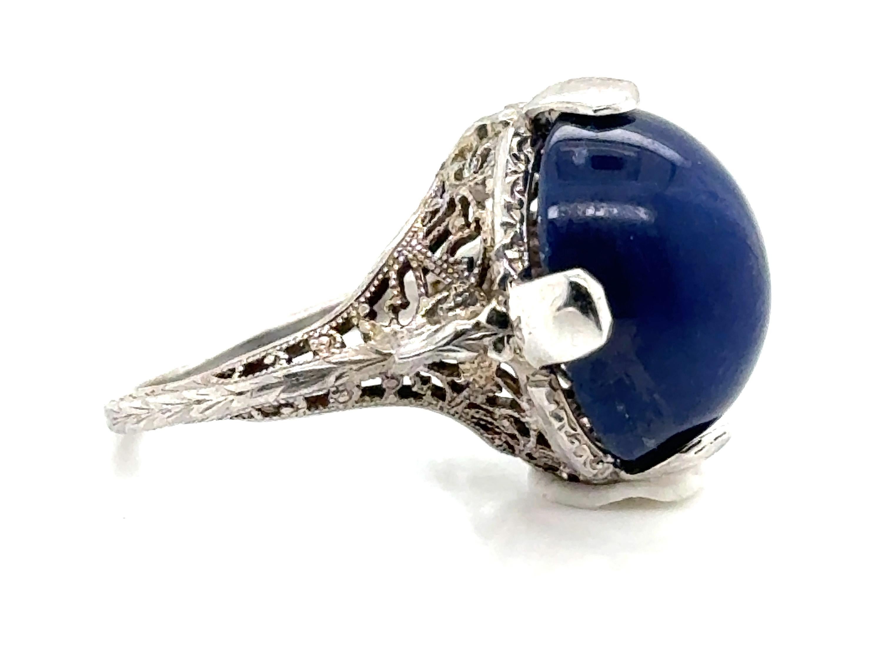 Art Deco Blauer Linde Sternsaphir Ring 8,80 Karat Original 1930er Jahre Antike 18K (Cabochon)