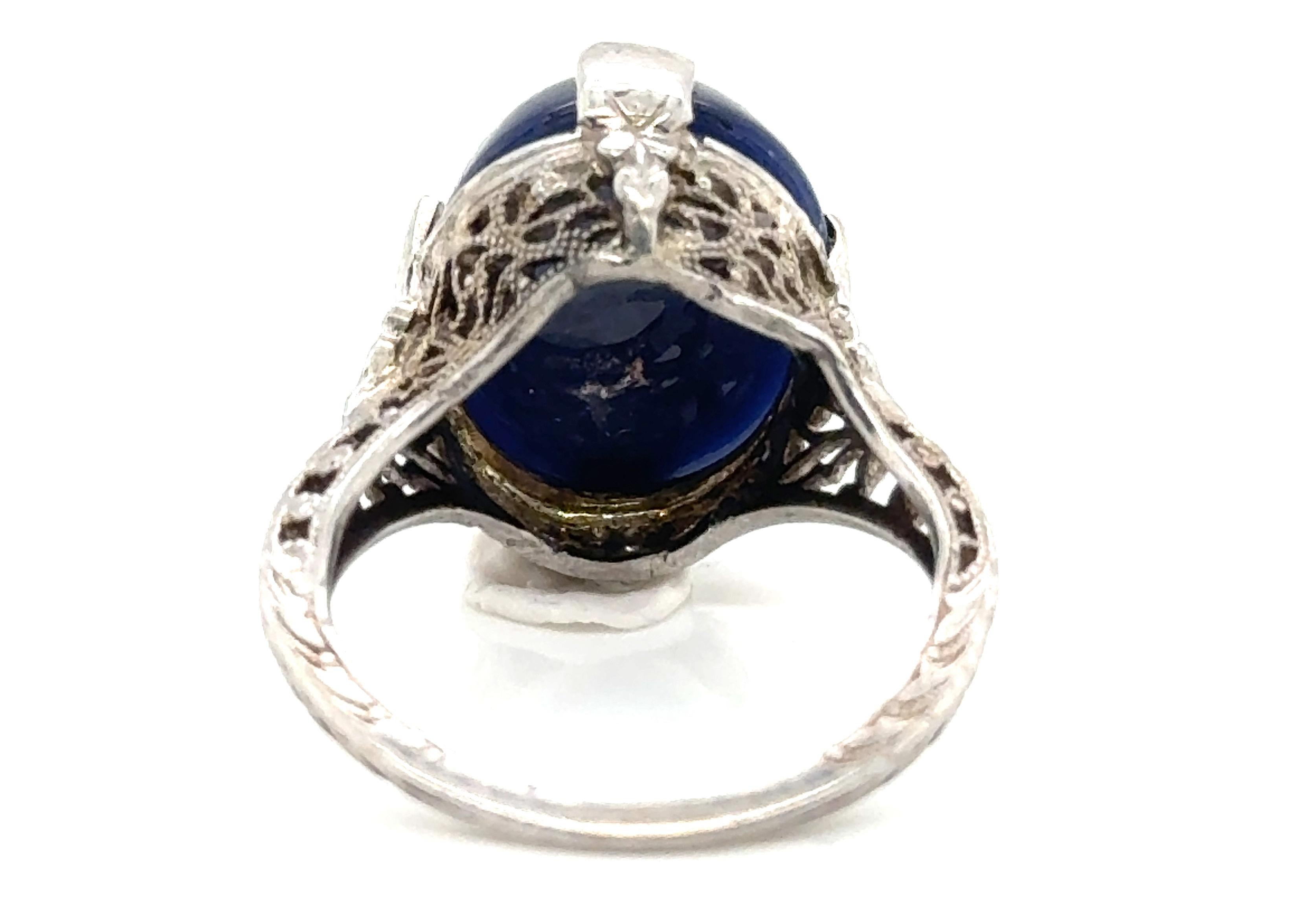 Art Deco Blue Linde Star Sapphire Ring 8.80ct Original 1930's Antique 18K 2
