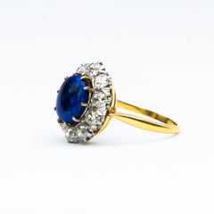 Art Deco Blue Opal and Diamond Cluster Ring