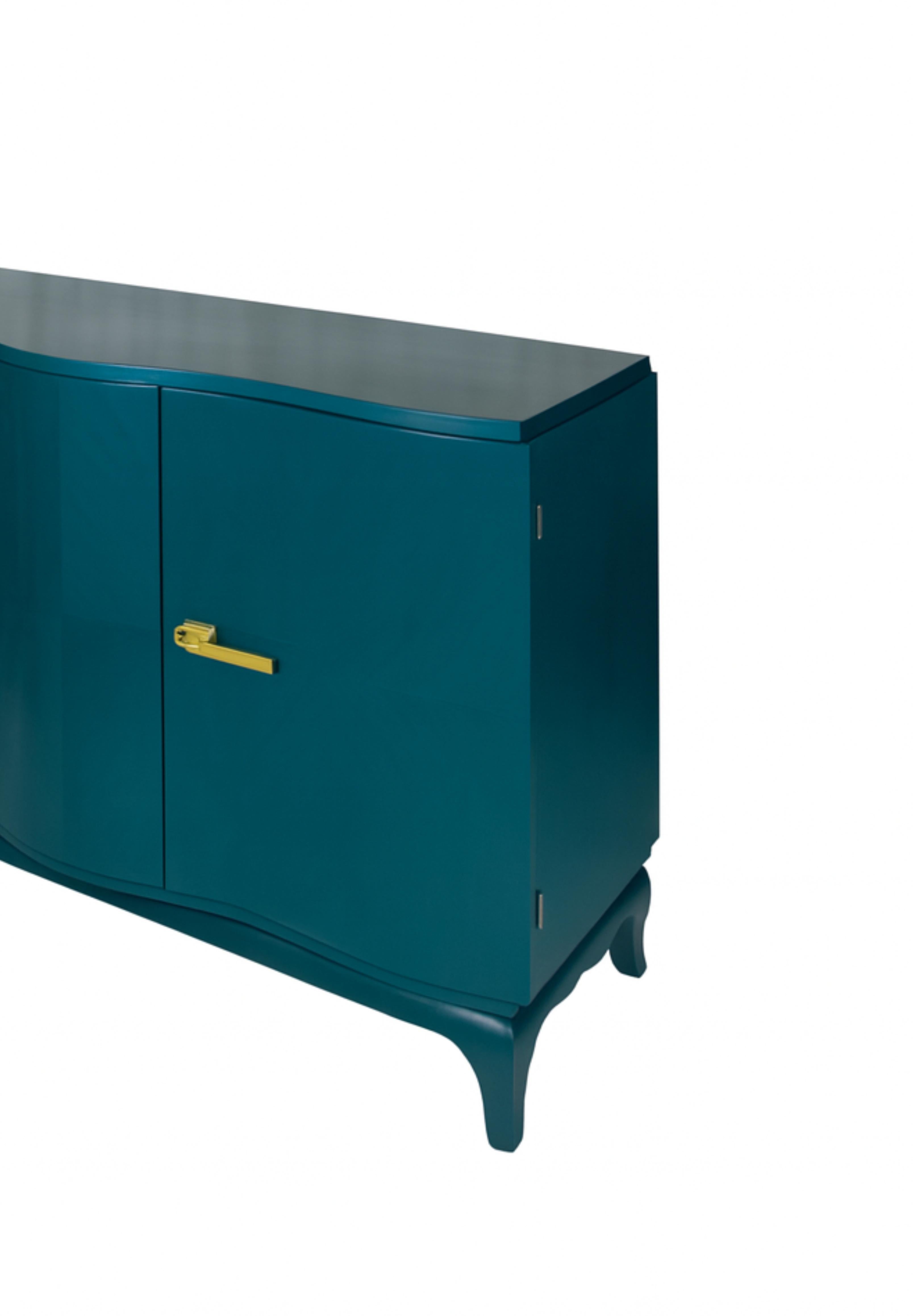 Art Deco  Blauer Pfau Streamline Nussbaum Kredenz Sideboard, 20. Jahrhundert im Zustand „Gut“ im Angebot in Lisbon, PT