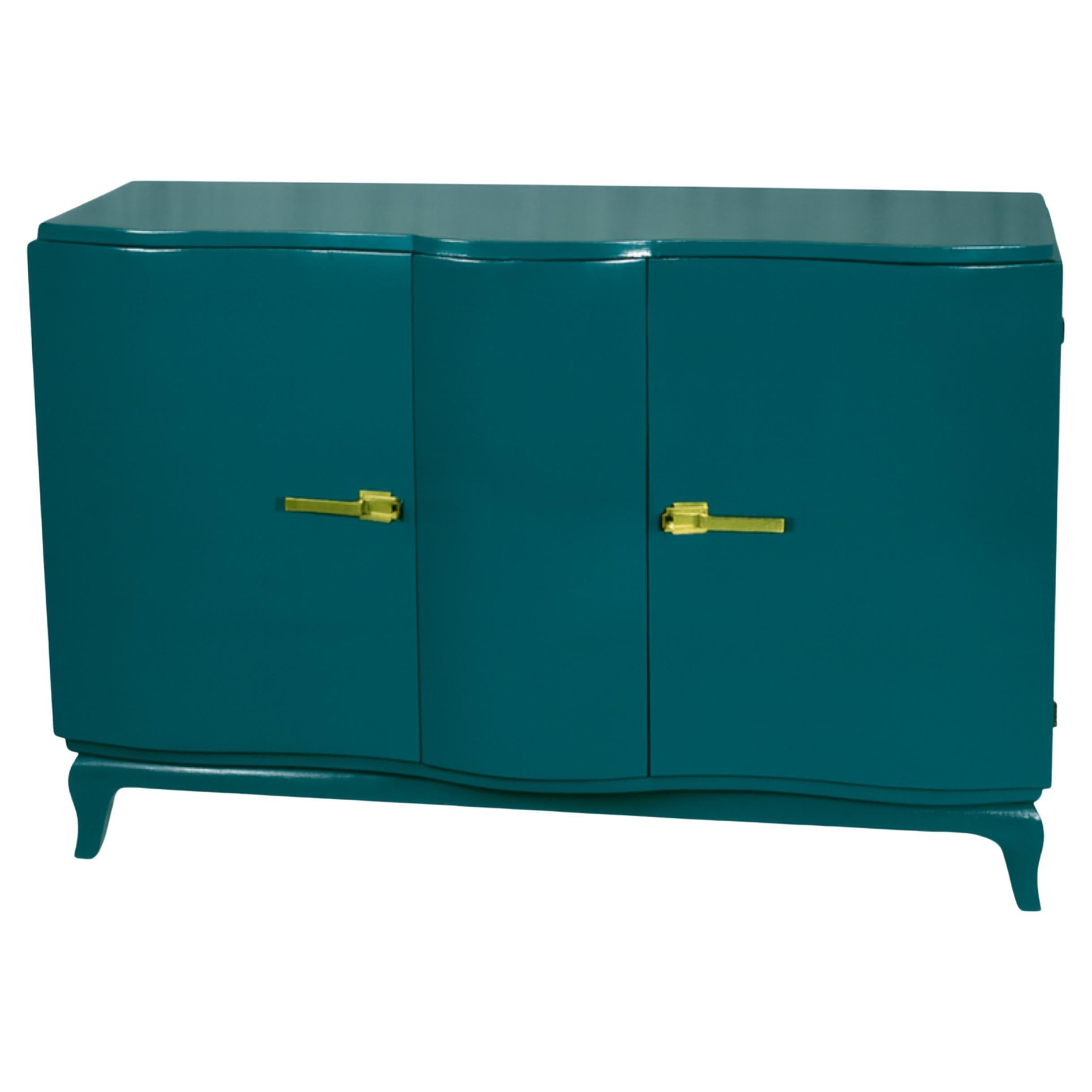 Art Deco  Blauer Pfau Streamline Nussbaum Kredenz Sideboard, 20. Jahrhundert im Angebot