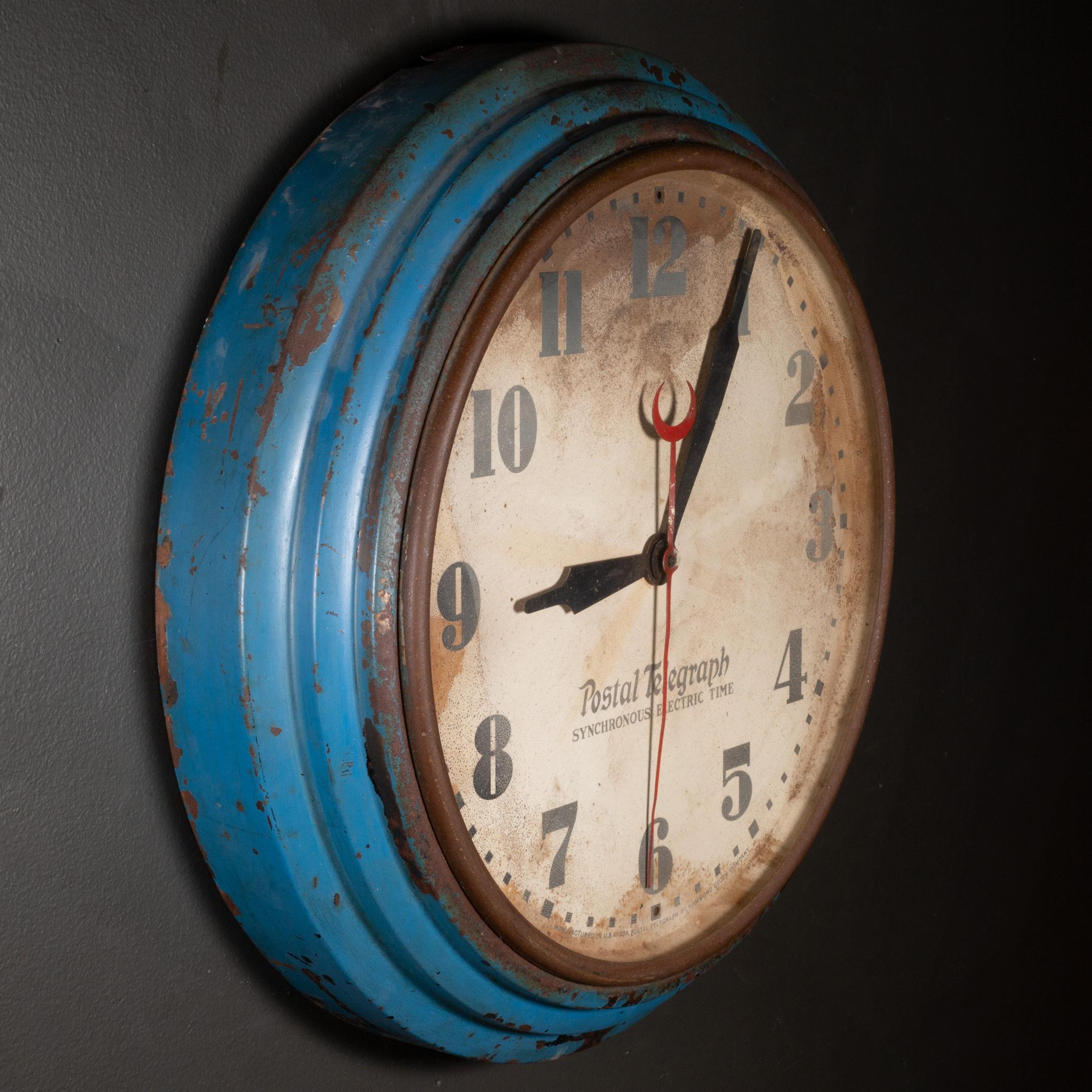 20th Century Art Deco Blue Postal Telegraph Clock c.1930 For Sale