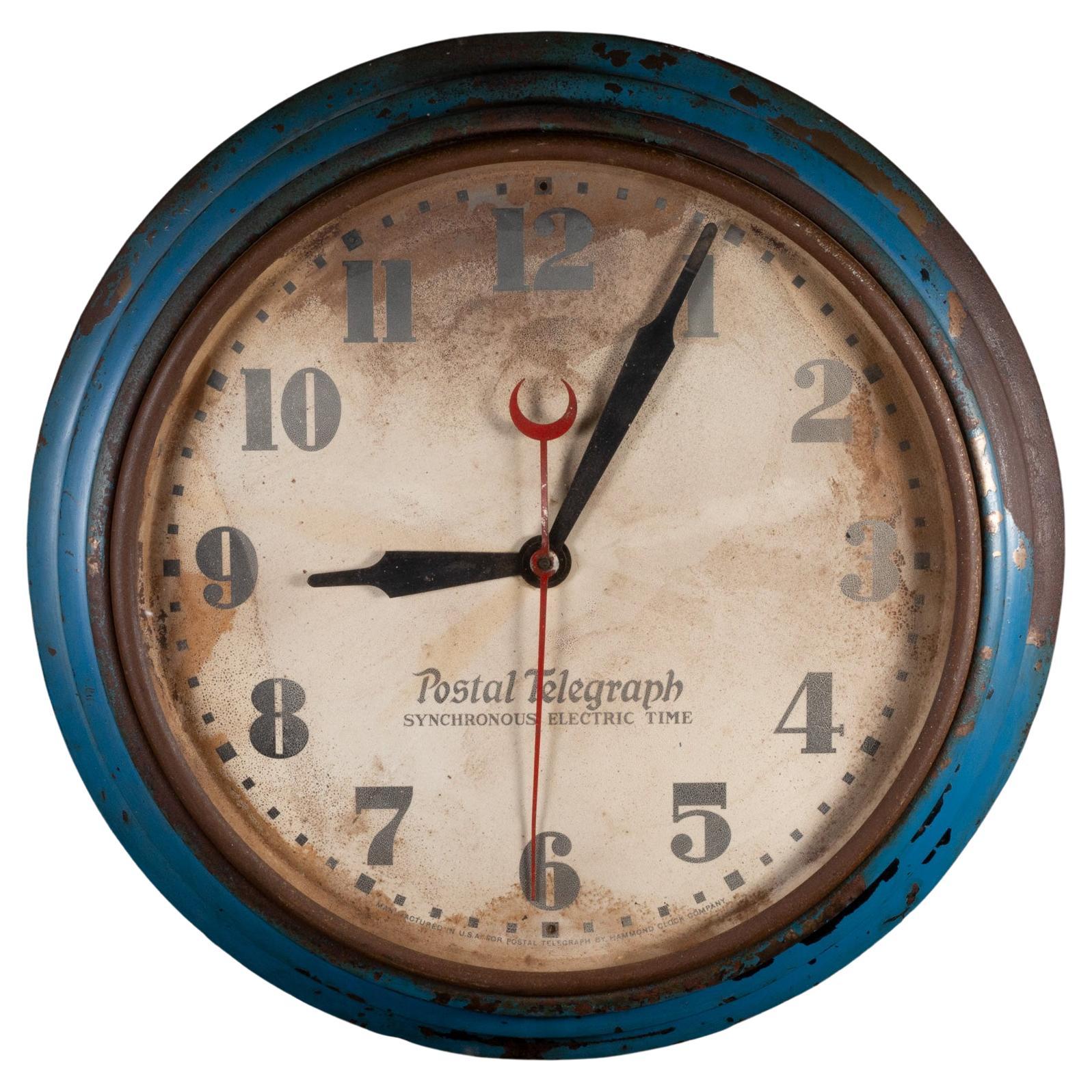 Reloj Postal Telegráfico Art Decó Azul c.1930