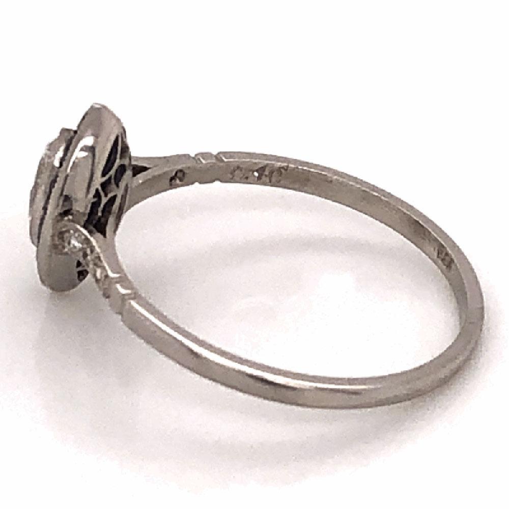 Women's  Blue Sapphire Diamond Halo Platinum Engagement Ring Estate Fine Jewelry