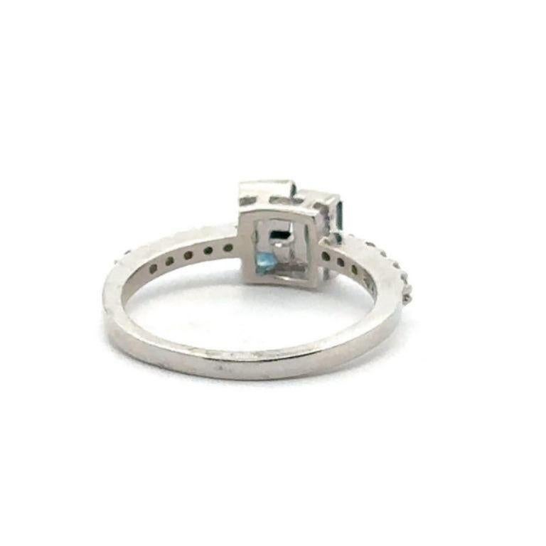 For Sale:  Modern Geometric Blue Sapphire and Diamond Ring for Her in 925 Sterling Silver 7