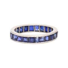 Art Deco Blue Sapphire Platinum Eternity Ring