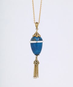 Edwardian Blue Sodalite and Crystal Egg Necklace