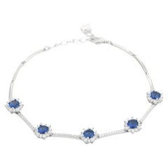 Contemporary Elegance Vivid Blue Zircon Bracelet in 925 Sterling Silver