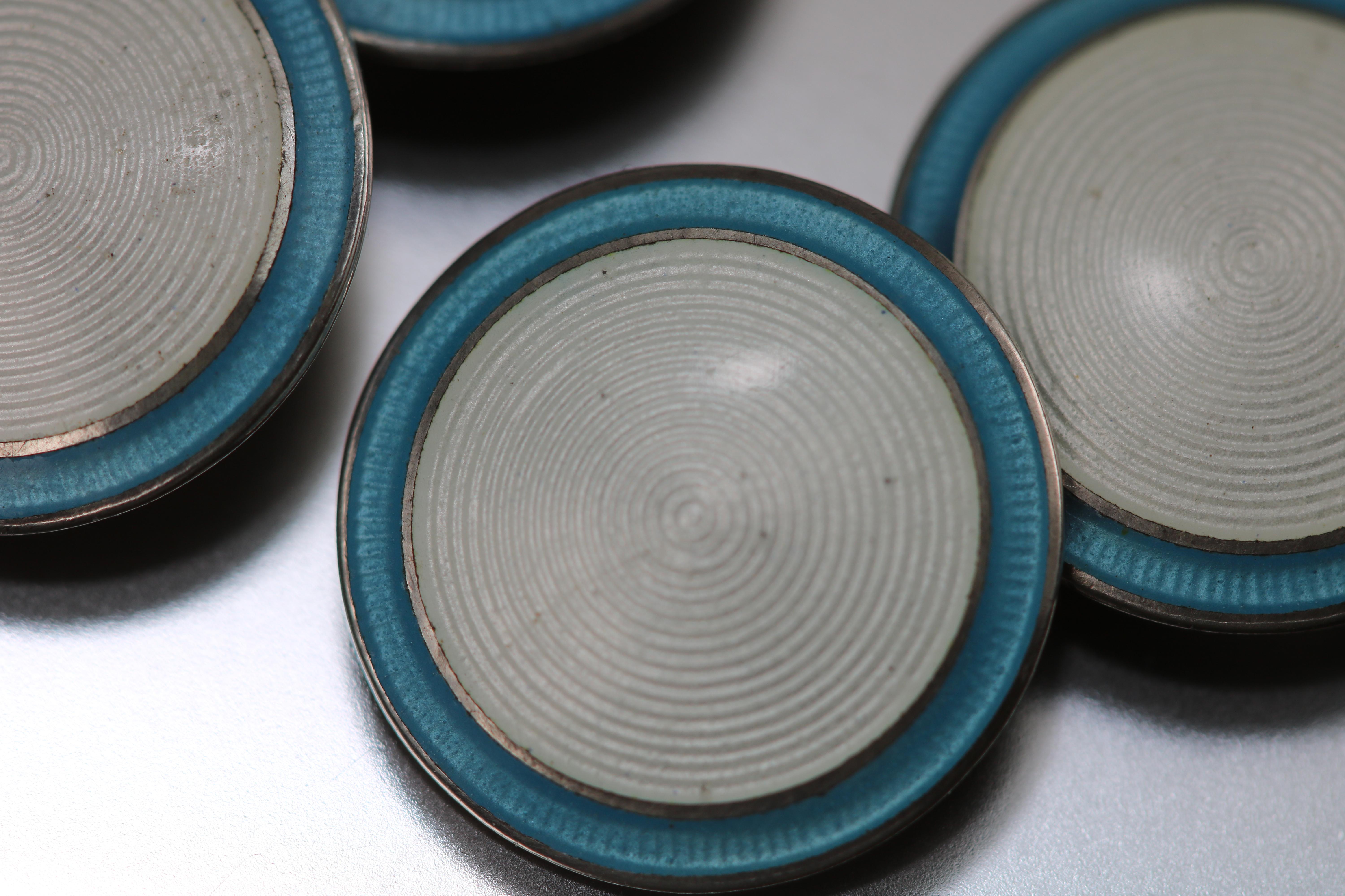 Art Deco Blue/White Enamel Cufflinks Sterling Silver, circa 1920 1