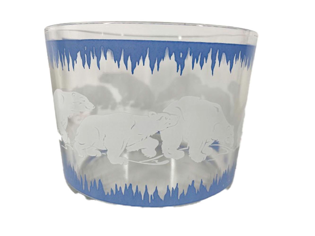 Art Deco Blue & White Polar Bear Cocktail Shaker Set by Hazel Atlas For Sale 3