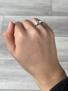 Art Deco Blue Zircon 18 Carat White Gold Solitaire Ring