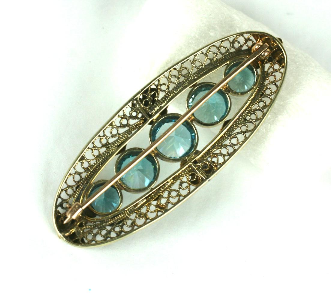 Art Deco Blue Zircon Brooch In Excellent Condition For Sale In New York, NY