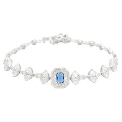 Art Deco Blue Zircon Rhinestone Tennis Bracelet for Wedding Gift For Mother