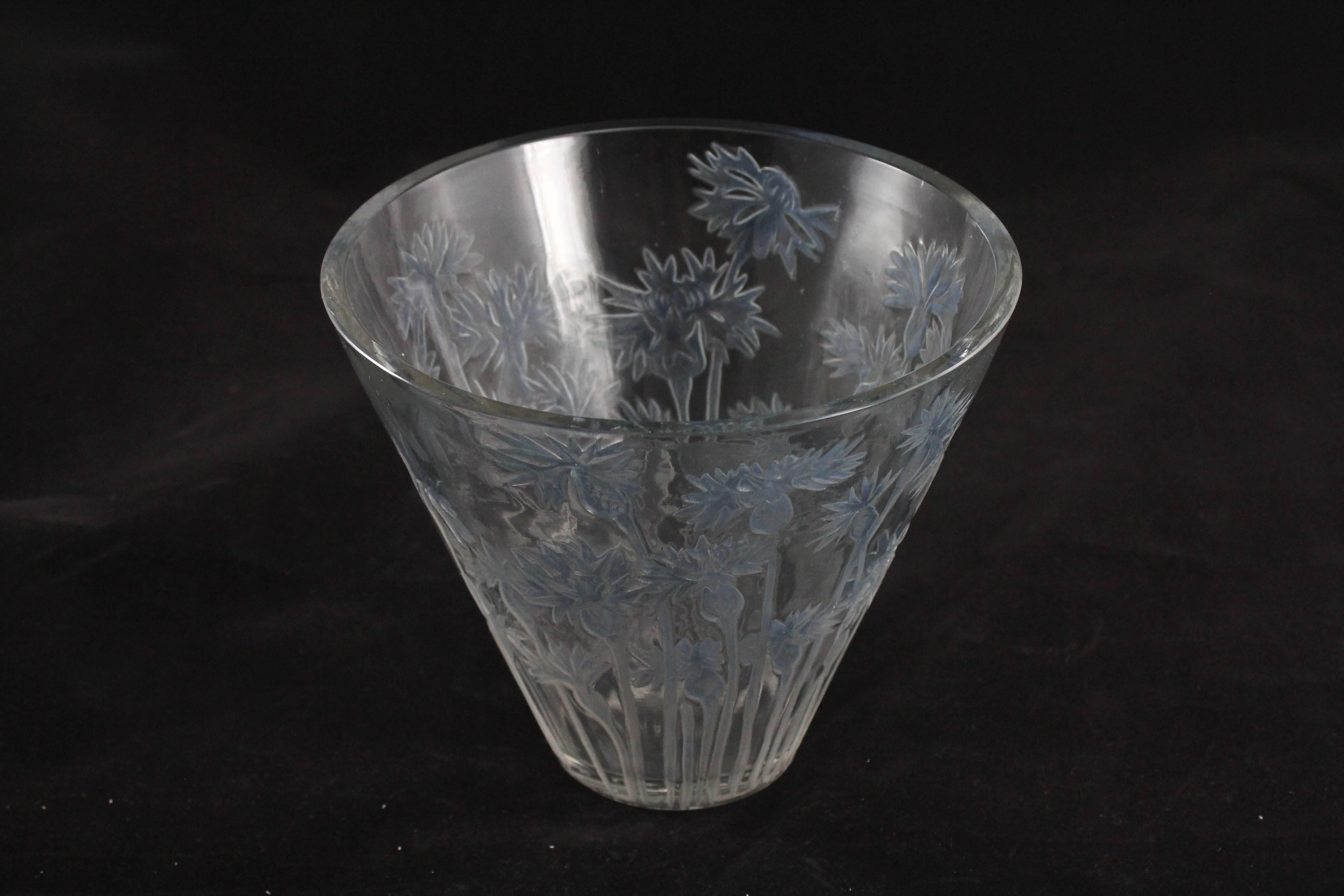 Art Deco 'Bluets' Glass Vase by Rene Lalique For Sale 4