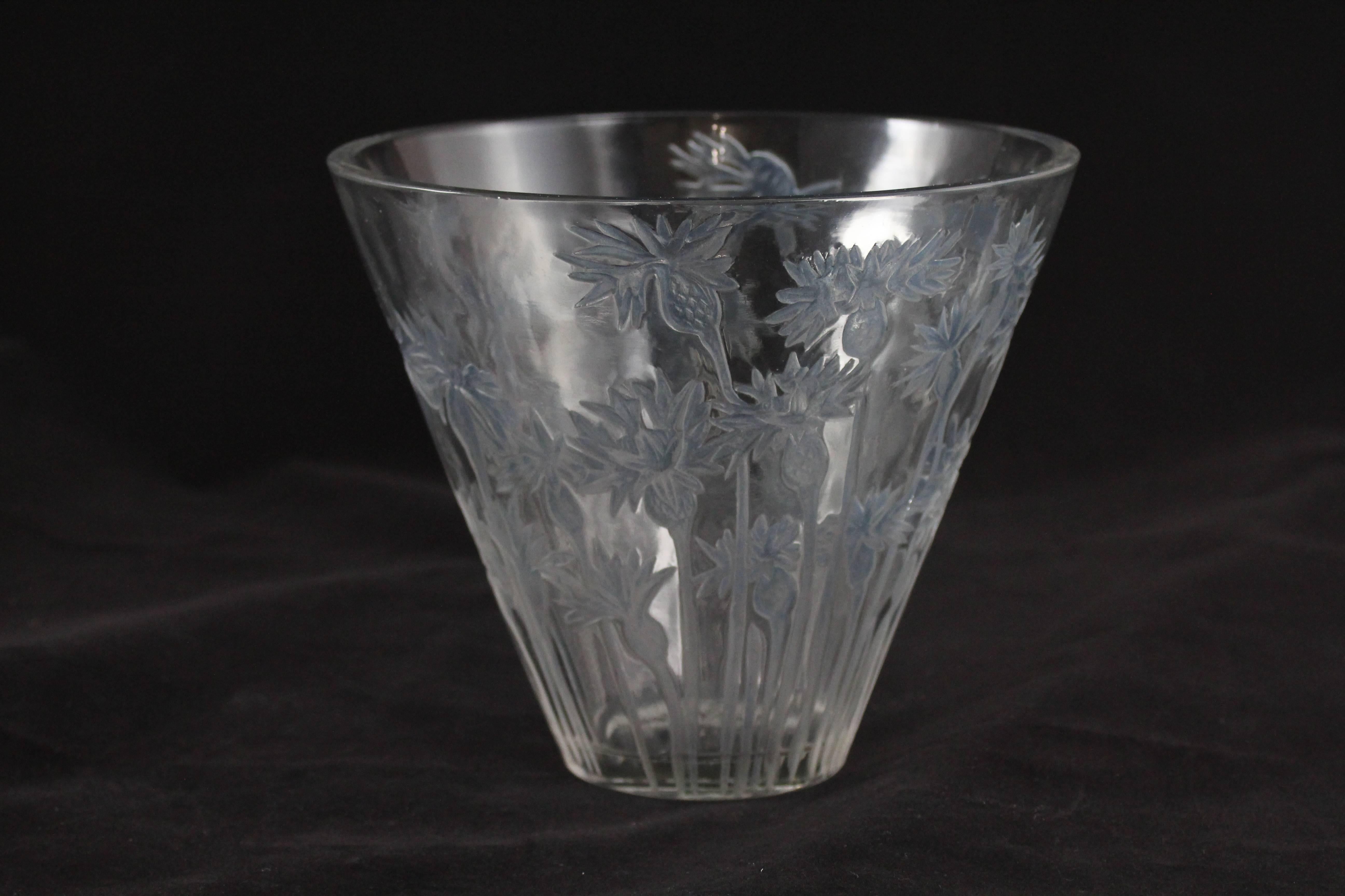 Art Deco 'Bluets' Glass Vase by Rene Lalique In Excellent Condition For Sale In Brisbane, Queensland