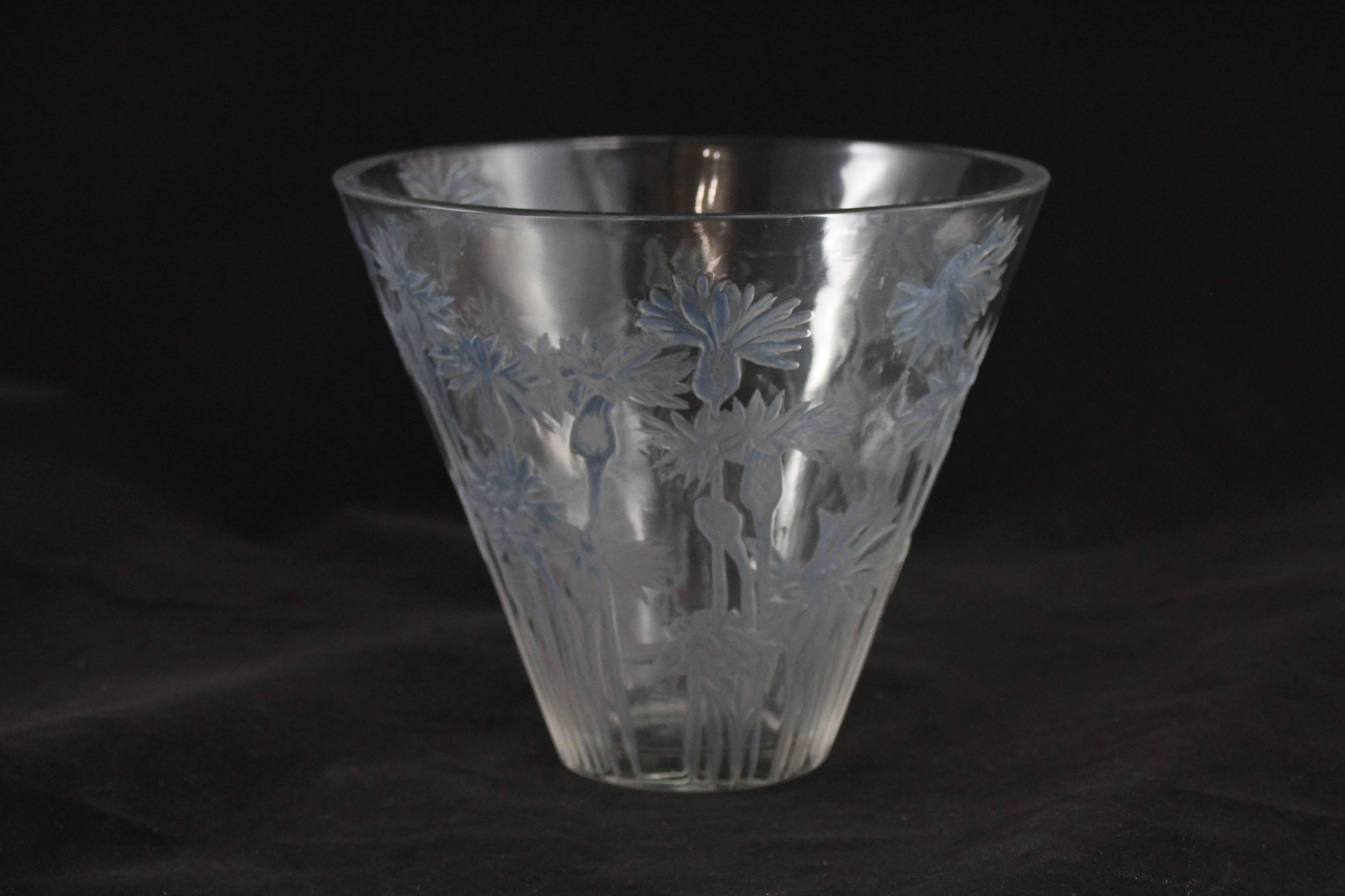 20th Century Art Deco 'Bluets' Glass Vase by Rene Lalique For Sale