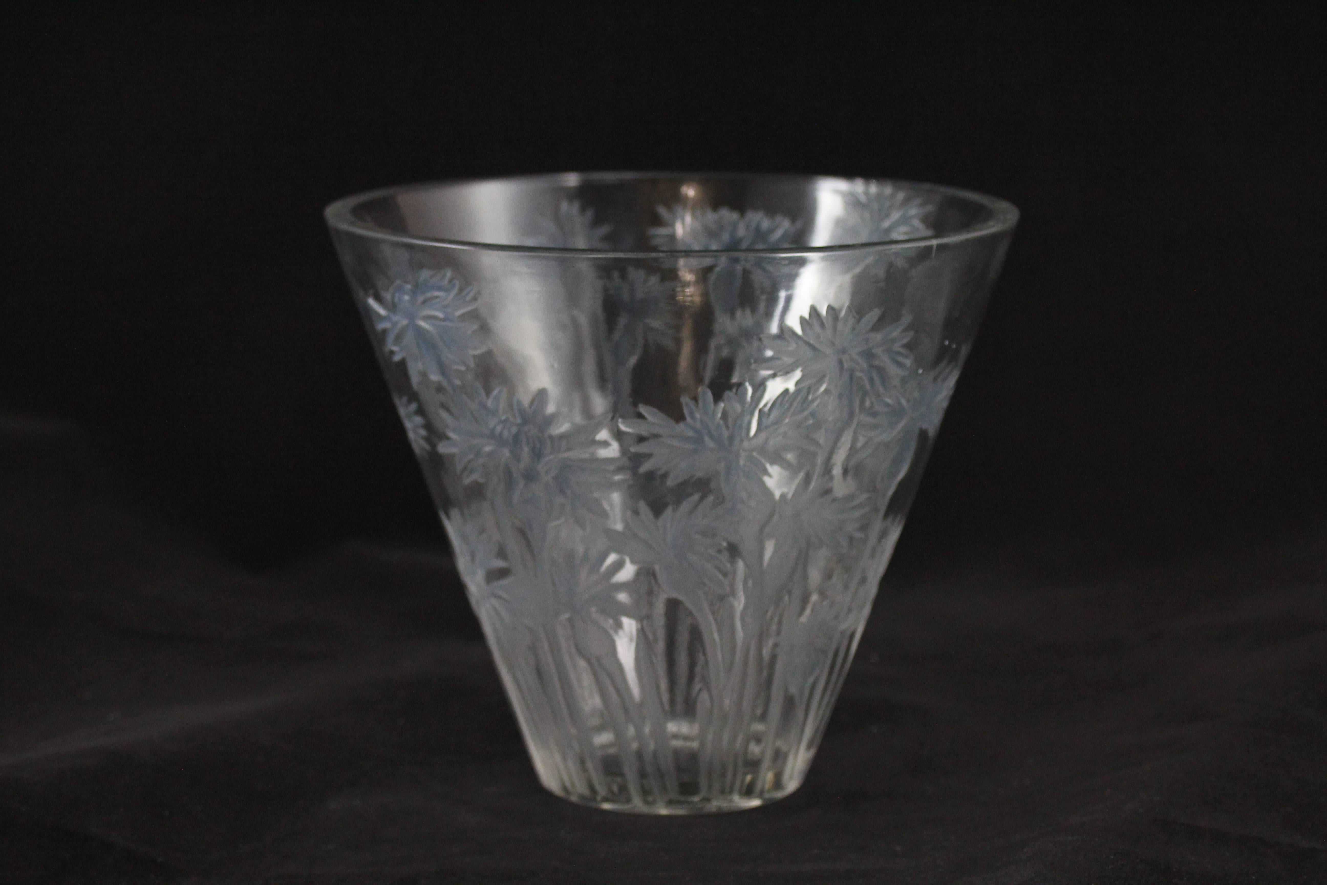 Art Glass Art Deco 'Bluets' Glass Vase by Rene Lalique For Sale