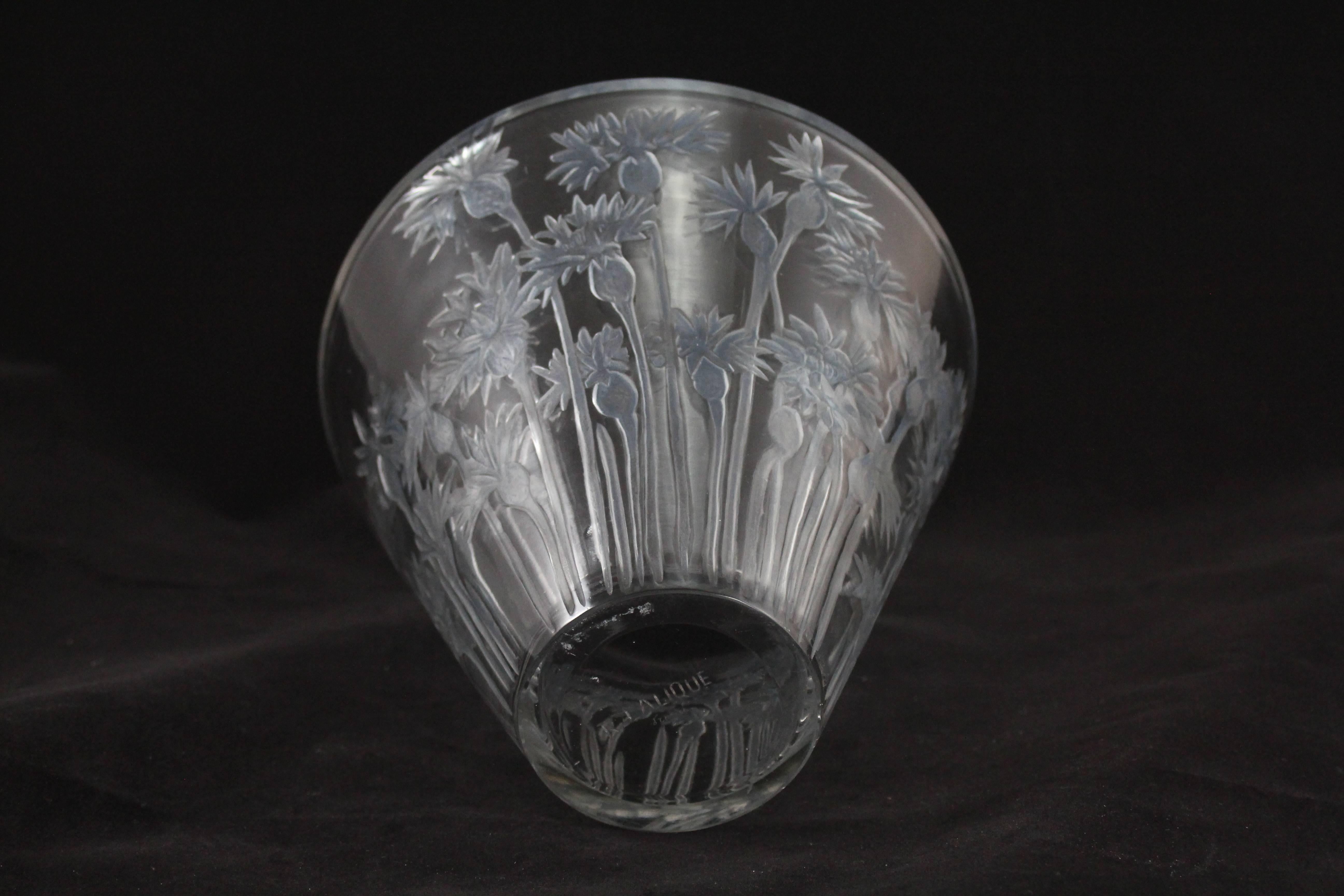 Art Deco 'Bluets' Glass Vase by Rene Lalique For Sale 2
