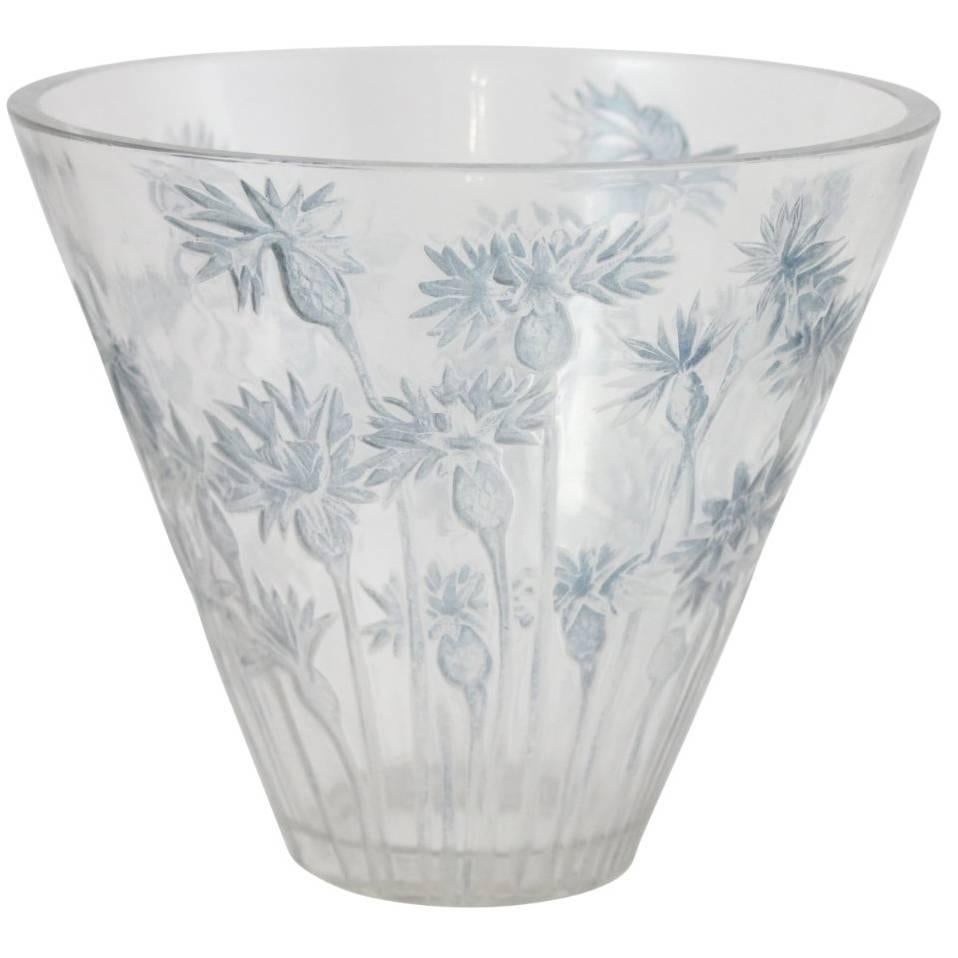 Art Deco 'Bluets' Glass Vase by Rene Lalique For Sale