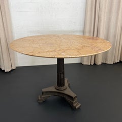 Art Deco Blush Pink Marble Pedestal Bistro Dining Table