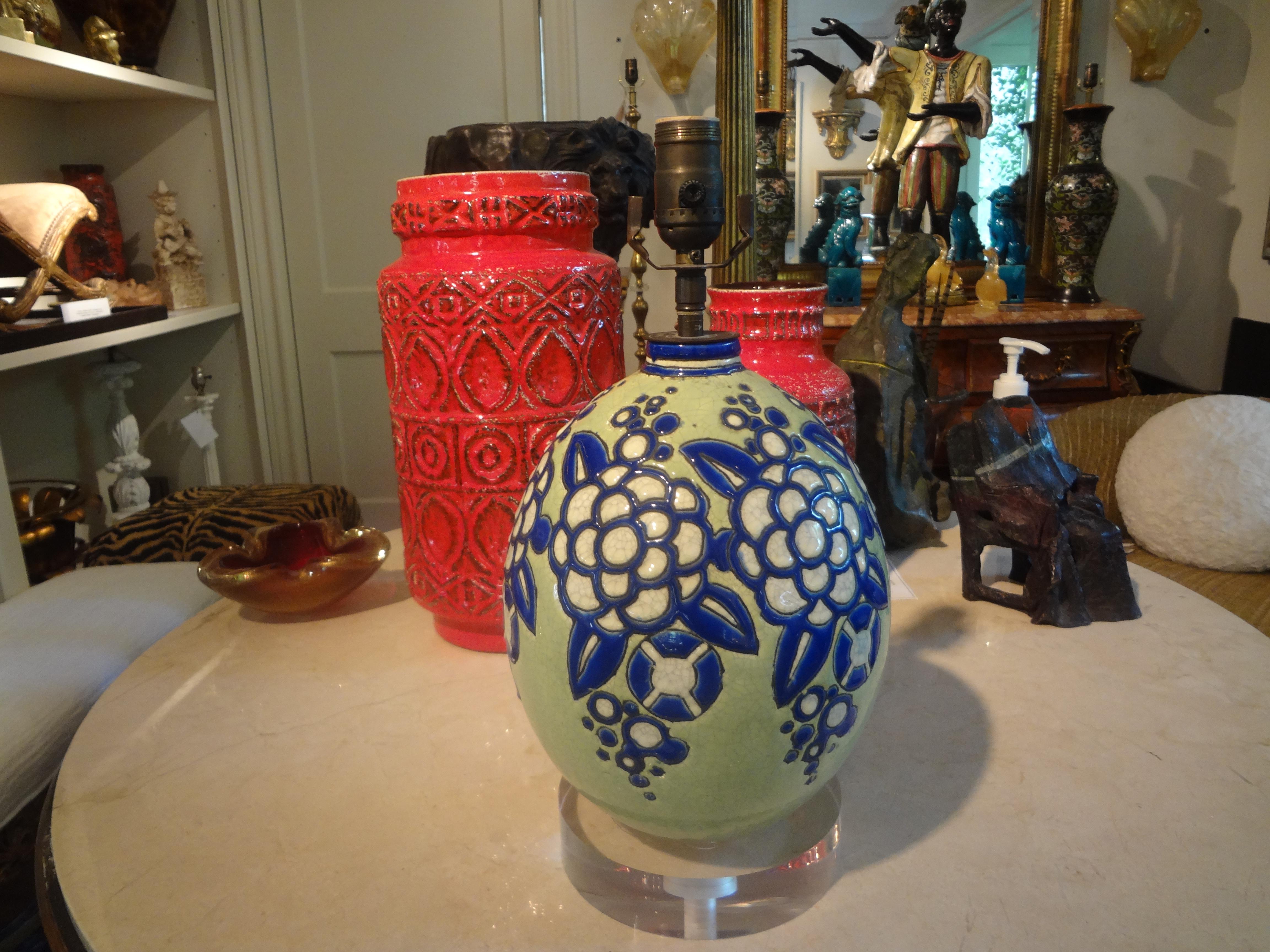 Céramique Lampe Art Déco Boch Freres Keramis attribuée à Charles Catteau en vente