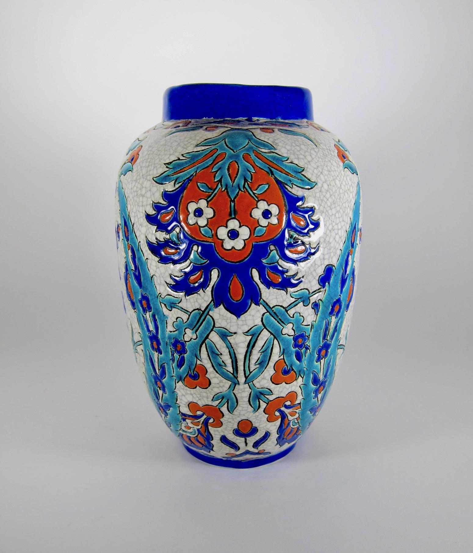Mid-20th Century Boch Freres Keramis Art Pottery Vase in Persian Art Deco Decor