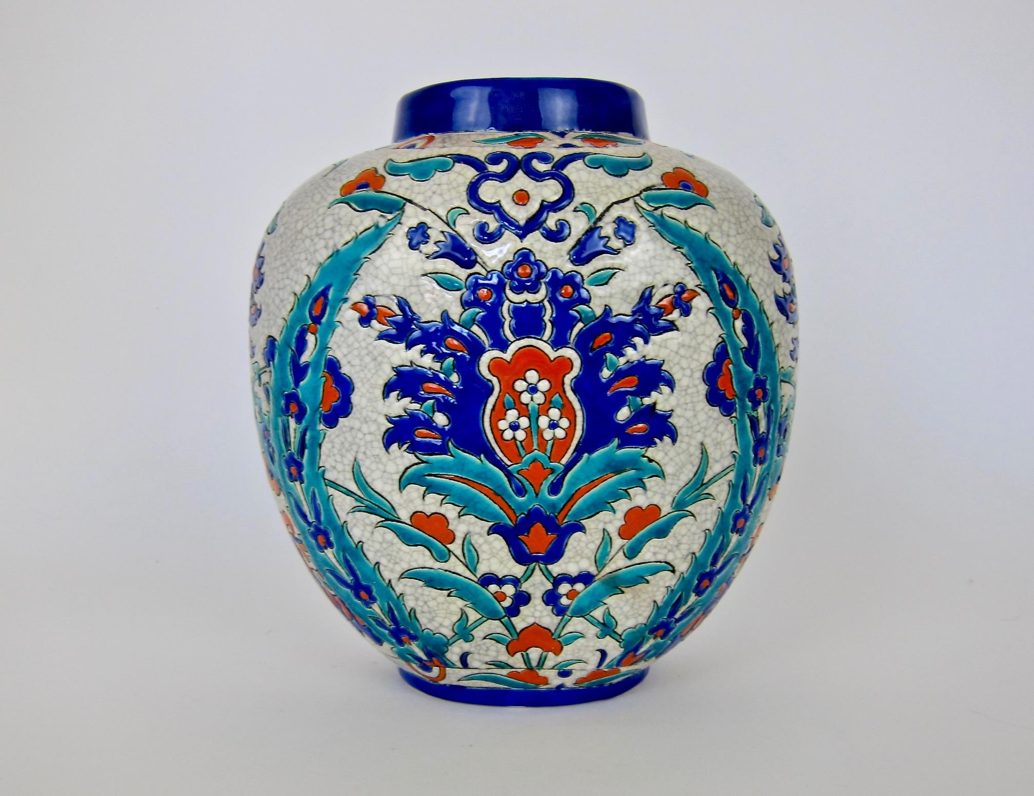Boch Freres Keramis Art Pottery Vase in Persian Art Deco Decor 2